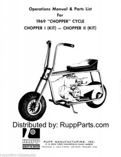 69 RUPP Chopper minibike Parts, Assembly manual