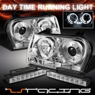 08 10 CHRYSLER 300 HALO PROJECTOR HEADLIGHTS + 2in1 DRL LED BUMPER