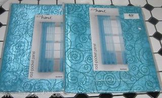 SET 63  Voile Sheers Panels DUCHESS BLUE SWIRL TURQUOISE