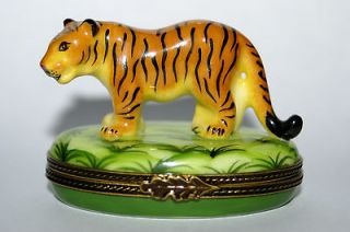 Limoges miniature tiger trinket box hand painted MT France CHRISTMAS