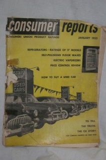 Consumer Reports,Jan 1952,Fridges,S elf Polishing Floor Wax,Vaporizer