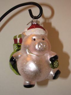 RADKO CELEBRATIONS XMAS Ornament 5 SANTA PIG w/SACK OF GIFTS/PRESENTS