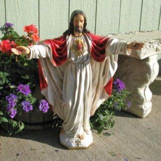 24 SACRED HEART OF JESUS Plaster Statue Vintage Look