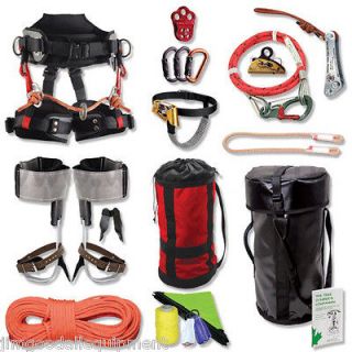 Premium Combo Spur & Rope Climbing Kit,w/ New Rope Wrench & More