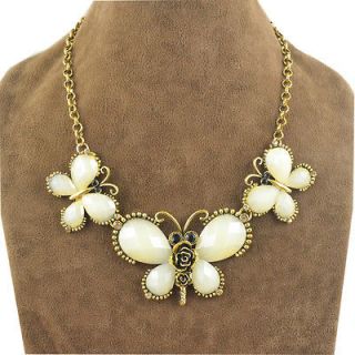 jewellery Antique Bronze Plated Resin Butterfly Chunky Resin Necklace