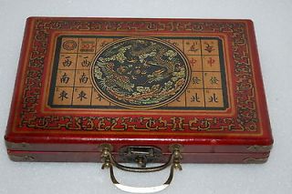 Chinese Mahjong Game Set Mah  Jong Wood Case & handmade Chess Pieces