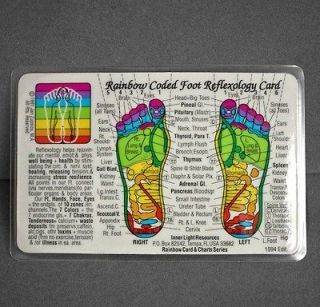 Rainbow Coded Foot Reflexology Laminated Wallet Card Chart 1994 Mint