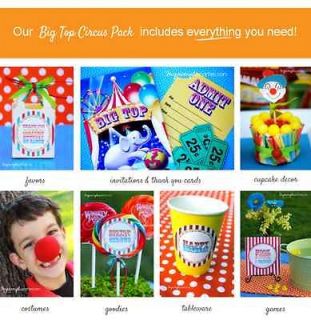 Complete Big Top Circus Carnival Party Kit   for 8, 10 or 12 Kids