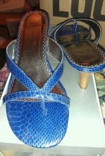 New Cloud Walkers sexy blue snakeskin strappy heels Size 9w