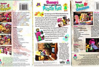 BARNEY VHS LOT 1 2 3 4 SEASONS FUN & GAMES PUZZLE FUN (RARE)