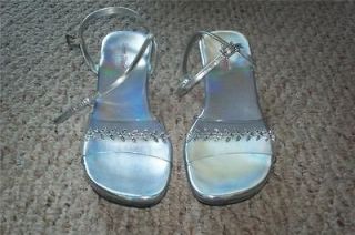 Girls Sandals Shoes Size 4 Clear Silver Slippers Wedding * Pageant
