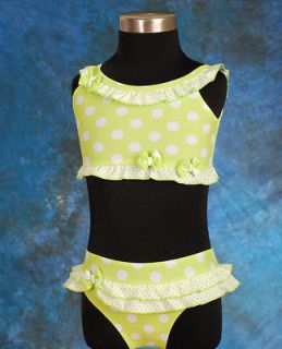 CLEARANCE SALE Girl Green Swimsuit Swimwear Swimming Costume 2pc 3 4