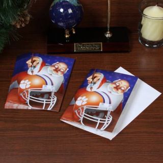 Clemson Tigers 12 Pack Single Santa Painting Design Christmas Cards