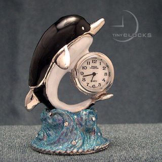 Mini Clocks, Black & White Dolphin Miniature Clock