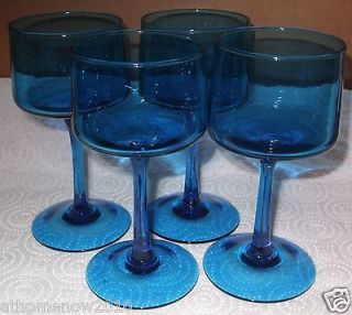 Small Peacock Blue Cordial Sherry Wine Bar Drinking Glasses Goblets