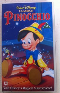 Walt Disney PINOCCHIO ~ 1940 Animated Classic  rare UK PAL VHS