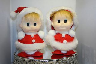 Vintage Cute Santa Mamas styrofoam shelf sitters Christmas elves
