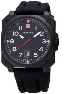 Wenger AeroGraph Cockpit Mens Watch Black Rectangle Dial and Black