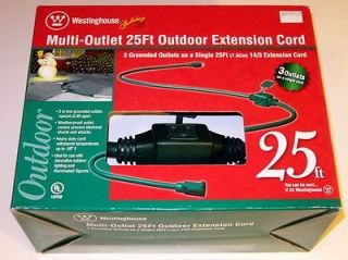 NEW Westinghouse 25 ft 3 Outlet Green Outdoor Extension Cord Multi