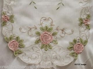 Pink Rose Floral Sheer Placemat Table Runner Tablecloth 3737E