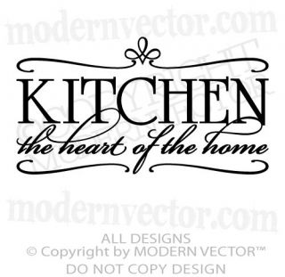 KITCHEN Heart of the Home Quote Vinyl Wall Decal Kitchen Breakfast