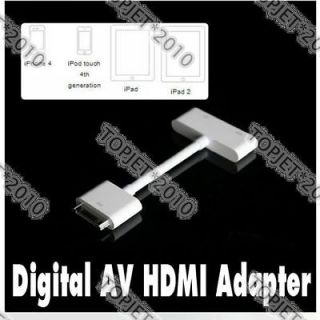 Digital AV HDMI To iPad2 Cable Adapter for iPod Touch iPhone4 Video