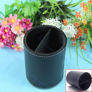 Cosmetic Makeup Brush Round Pen Holder Tool Black SyntheticLeath er