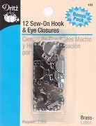 Sew On Hook & Eye Closures 1/2 12/Pkg Black & Nickel
