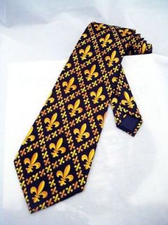 NEW FLEUR DE LIS NECKTIE FLOWER LILY FRENCH COAT OF ARMS GOLD YELLOW