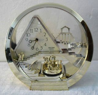 Stairway to Heaven Motion Mantel Clock Silver Tone Angel Pyramid