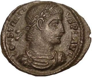 CONSTANTIUS II 337 341 AD Roman Bronze Coin Soldiers with Standards