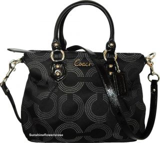 COACH $278 ASHLEY DOTTED OP ART MINI TOTE Handbag Black / Grey F20343