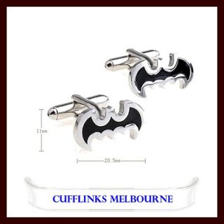 Steel Mens Colored Metal Silver Plated Brass Black Batman Cufflinks
