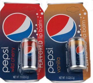 of 2 Novelty Pepsi Cola Lip Balms   Vanilla And Cherry Coke Flavour