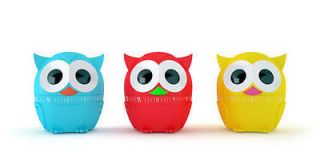 Kitchen Timer OWLET Little Owl 55 Minute in Blue, Red or Yellow