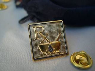 Masonic Pharmacist Pharmacy Chemist RX Lapel Pin and Gift Pouch