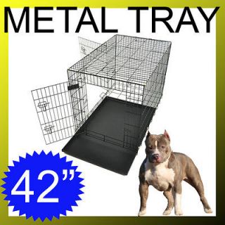 New Champion 42 Portable Folding Dog Pet Crate Cage Kennel Two Door