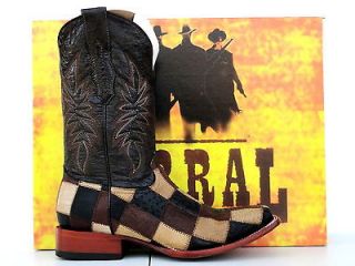 Corral Mens Black/Orix/Con go Patchwork Ostrich Cowboy Boots