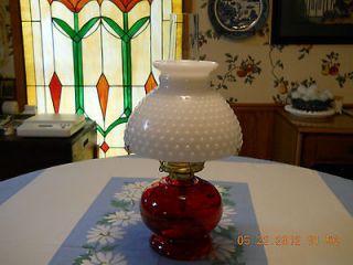Vtg.Antique Red & White Eagle Oil Hurricane Lamp Red Base & Milk