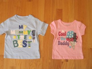 Twin boy girl MOMMY BEST COOL DADDY tops shirts NWT 2T