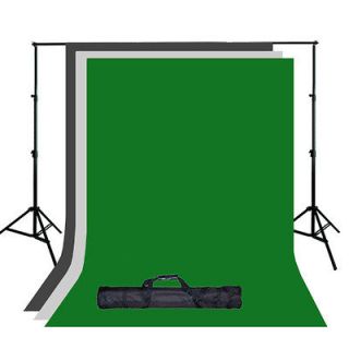 Chroma Key Green Screen w/ Black and White Backdrop stand Kit