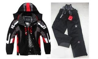 Black Mens ski suit Jacket Coat + Pants snowboard Clothing S XXL EMS