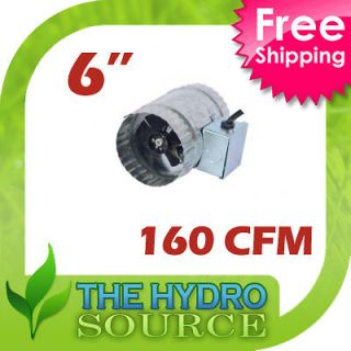 Inline Fan Duct Booster 6   air ventilation exhaust cooling 160 cfm