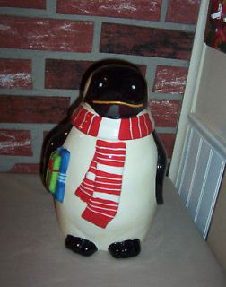 HAND PAINTED FOR NONNIS  PENGUIN  12 INCH CERAMIC COOKIE JAR