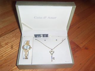 SET OF COTE D’ AZUR WATCH AND PENDANT WITH EARRINGS NEW.