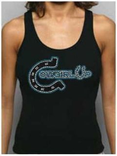 Cowgirl Up Horseshoe Rhinestone Fitted Tank Tops/Shirts Country