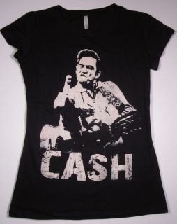 Johnny Cash T shirt Womens Juniors Tee SzM New Black