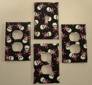 skull light switch plate cover and electrical outlet cover set wall