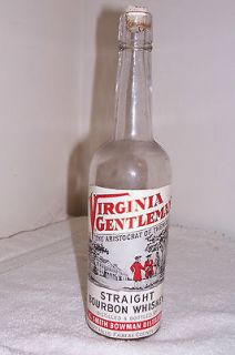 Virginia Gentleman Straight Bourbon Whiskey Bottle Old Antique Bowman