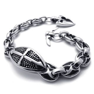 Stainless Steel Cross Charm Anchor Toggle Bracelet Bangle BL260